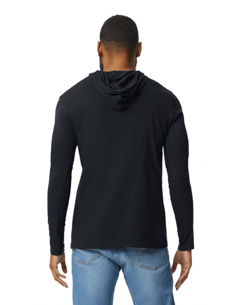 Black Men's Gildan 987 Long Sleeve Hoodie | JIZL98736