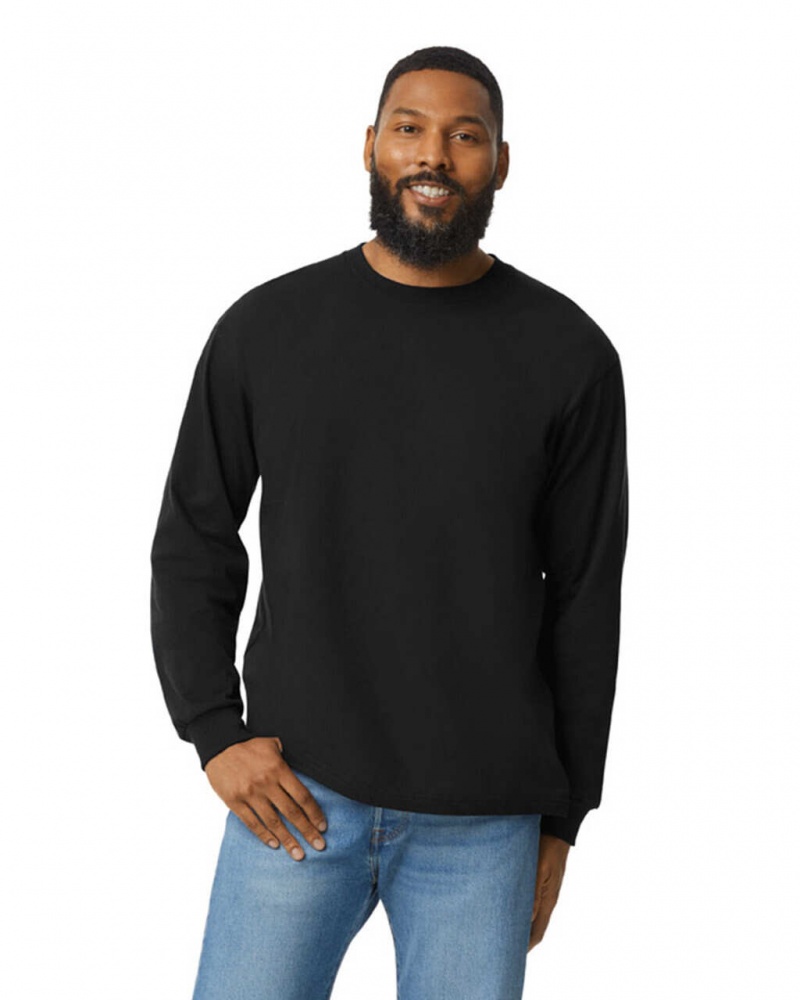 Black Men\'s Gildan H400 Long Sleeve T-Shirts | QMDS41908