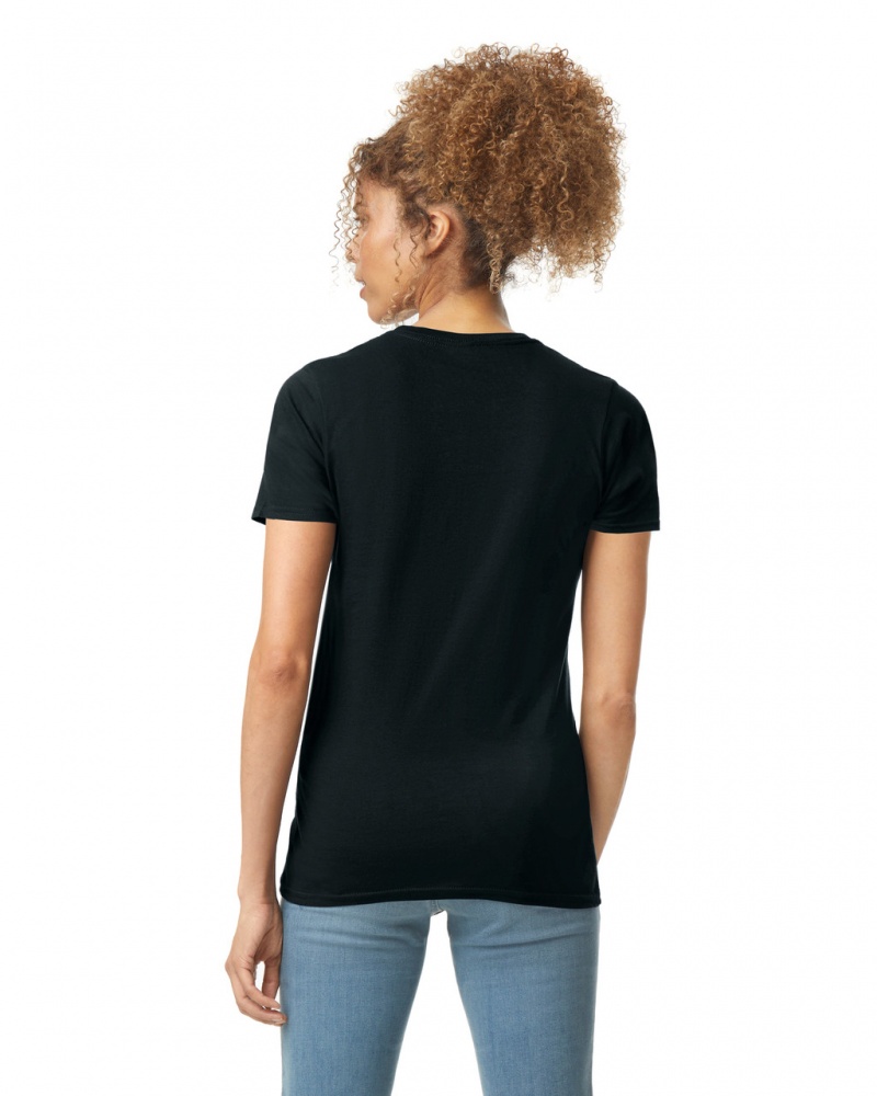 Black Women's Gildan 64000L T-Shirts | QHAF42905