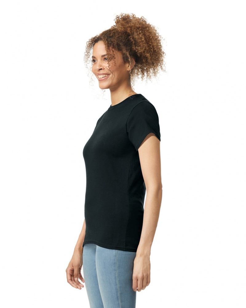 Black Women's Gildan 64000L T-Shirts | QHAF42905