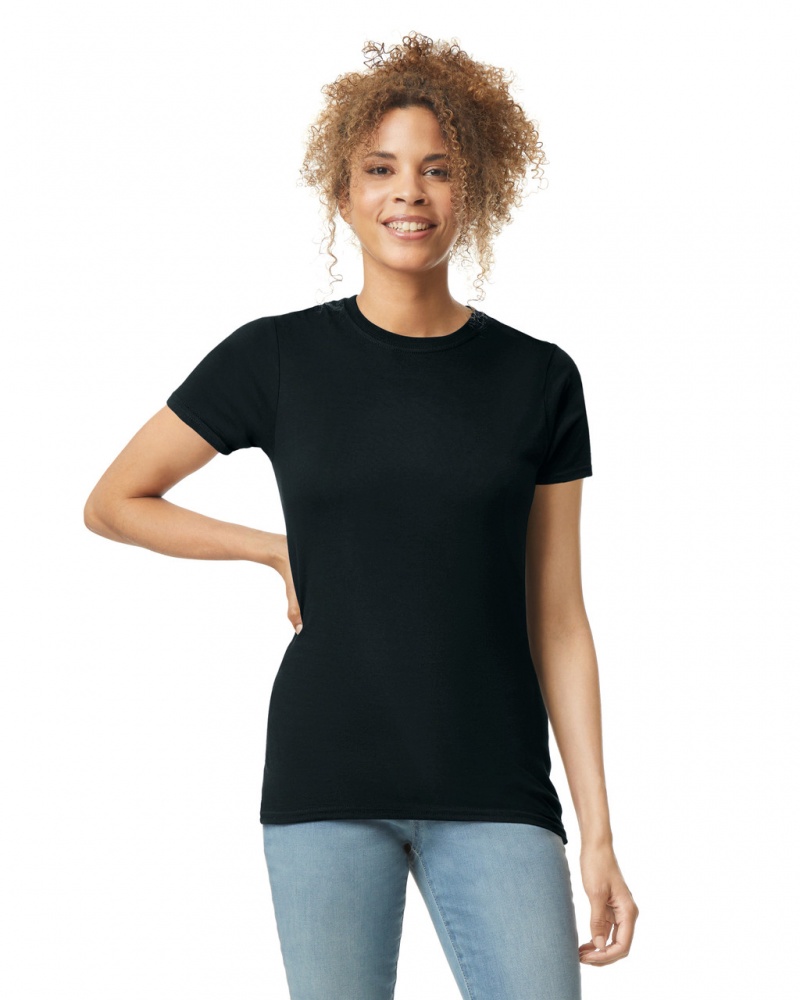 Black Women\'s Gildan 64000L T-Shirts | QHAF42905