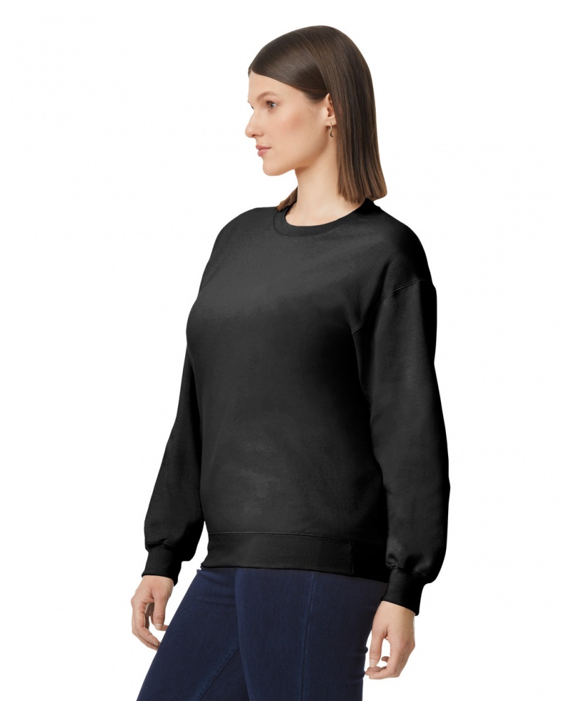 Black Women's Gildan SF000 Midweight Fleece Crewneck Sweatshirt | AGYR59178