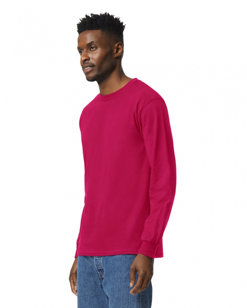 Cardinal Red Men's Gildan 2400 Long Sleeve T-Shirts | LARH45397