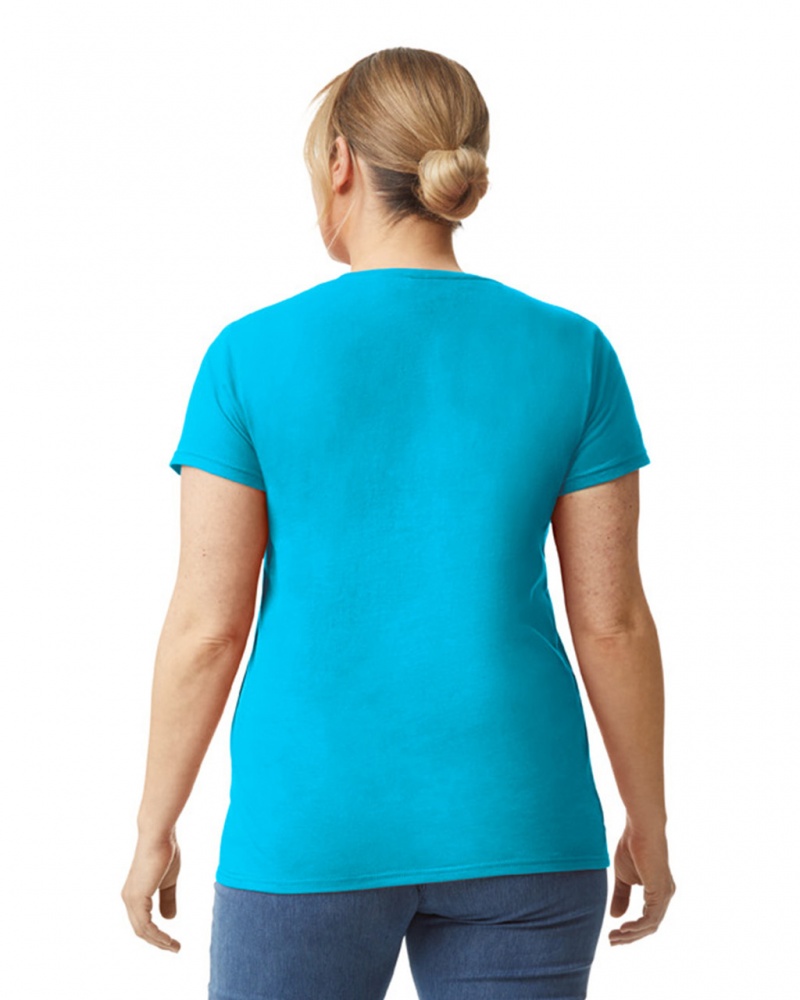 Caribbean Blue Women's Gildan 880 T-Shirts | DANE64029