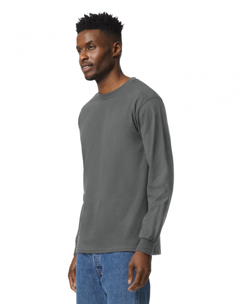 Charcoal Men's Gildan 2400 Long Sleeve T-Shirts | TXHG07968