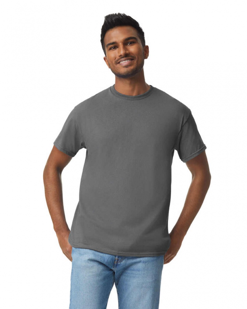 Charcoal Men\'s Gildan 5000 T-Shirts | ZCYW32654