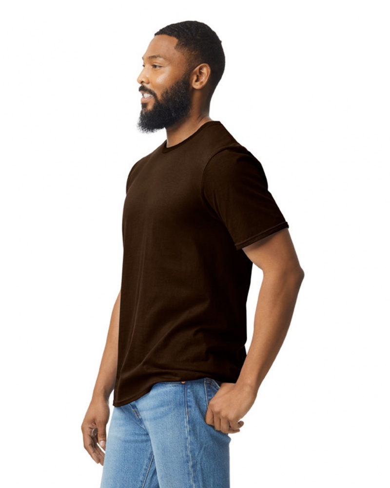 Dark Chocolate Men's Gildan 64000 T-Shirts | ZIMB14287