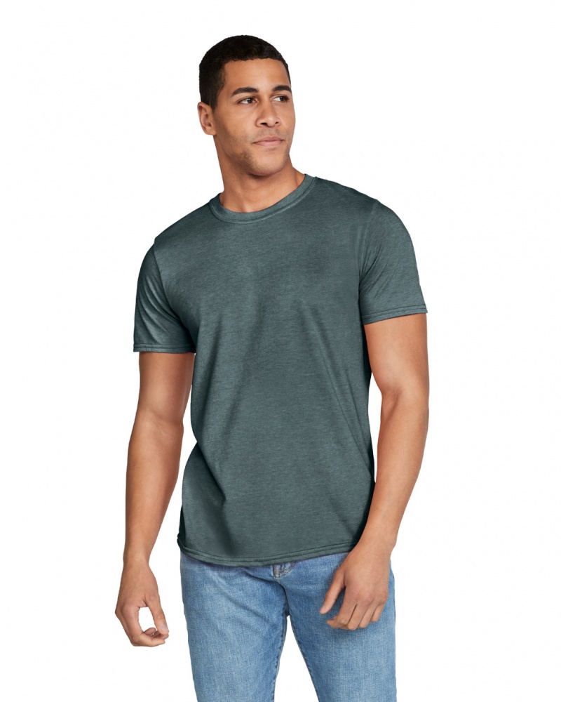 Dark Heather Men's Gildan 64000 T-Shirts | CZKE13548