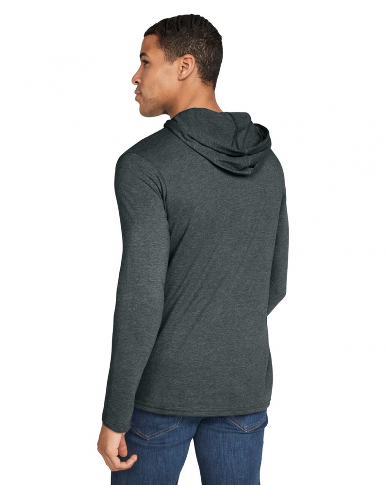 Dark Heather Men's Gildan 987 Long Sleeve Hoodie T-Shirts | HBYZ82536