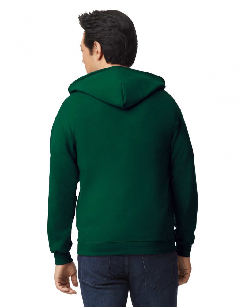 Forest Green Men's Gildan 18600 Full Zip Hoodie Sweatshirt | RBGK82703