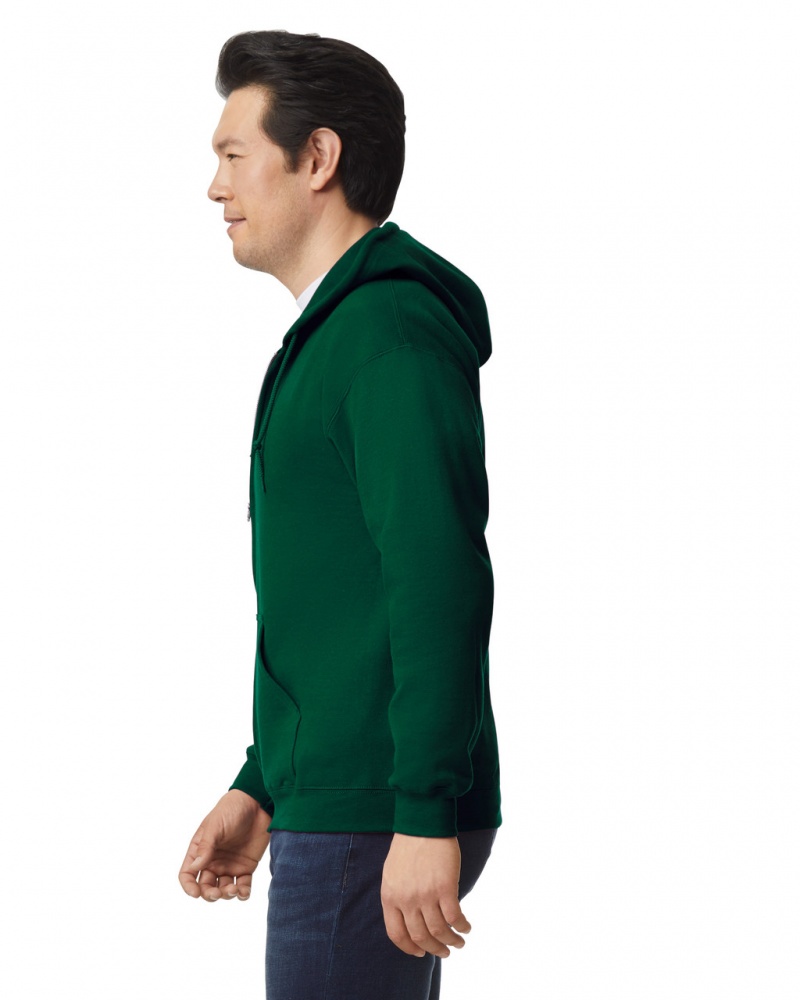 Forest Green Men's Gildan 18600 Full Zip Hoodie | IRNZ35907