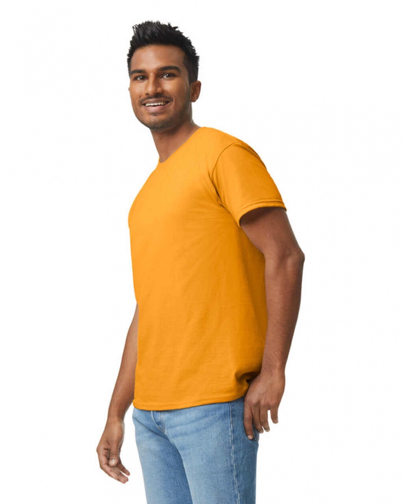 Gold Men's Gildan 5000 T-Shirts | VZFN92053