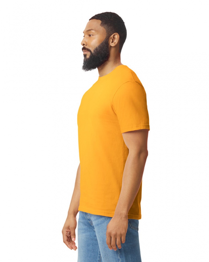 Gold Men's Gildan 64000 T-Shirts | SZAX95846