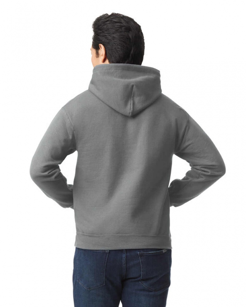 Graphite Heather Men's Gildan 18500 Hoodie Sweatshirt | BUMH09312