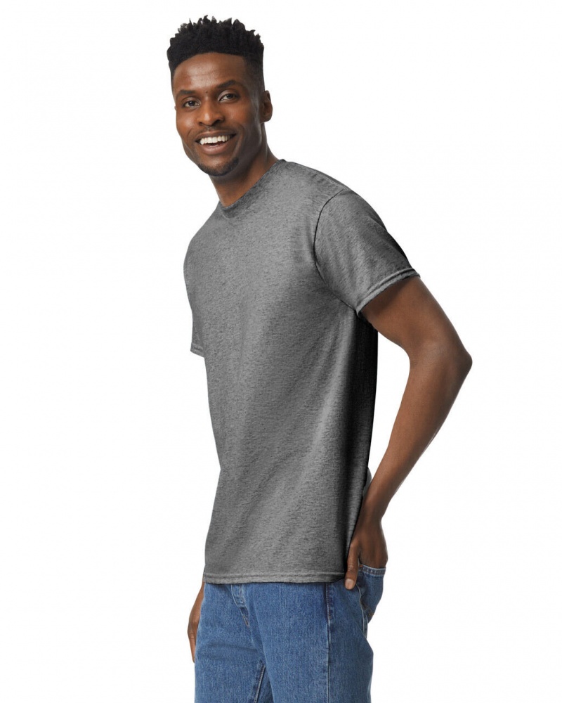 Graphite Heather Men's Gildan 8000 T-Shirts | LZOK19675