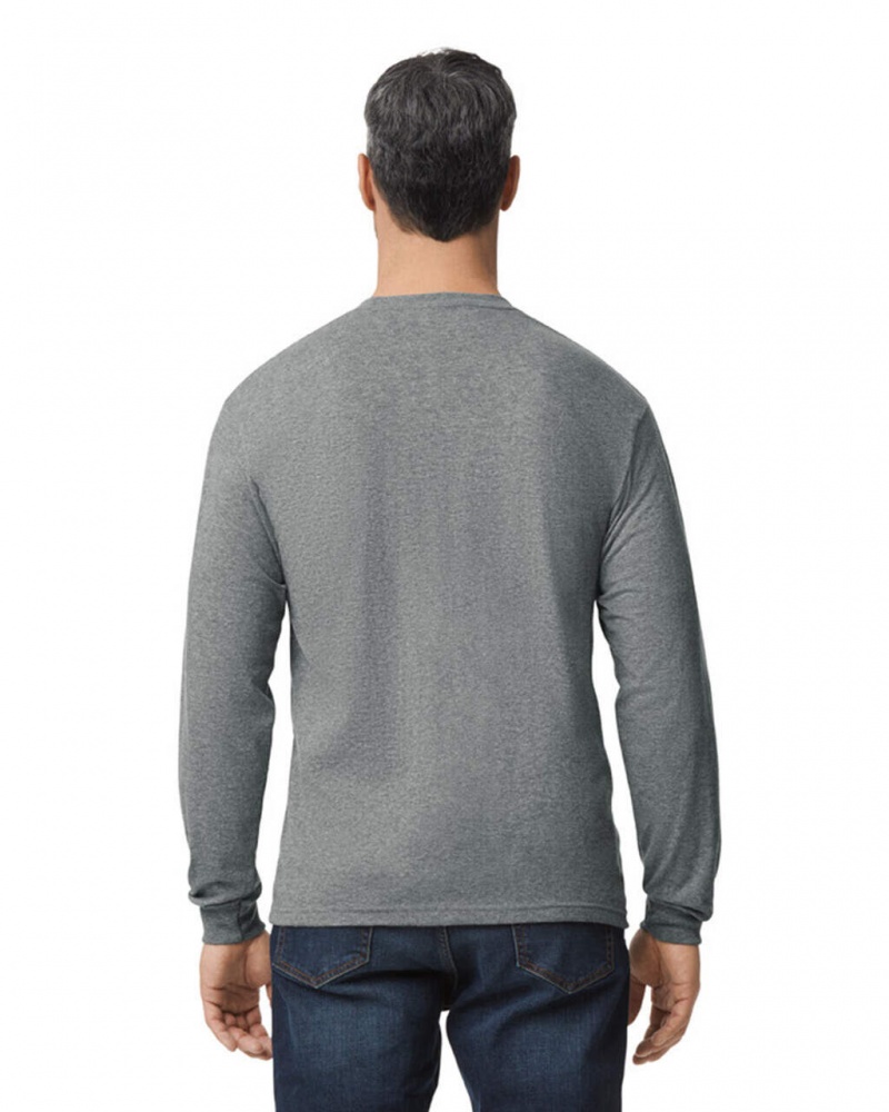 Graphite Heather Men's Gildan H400 Long Sleeve T-Shirts | KDAG58641