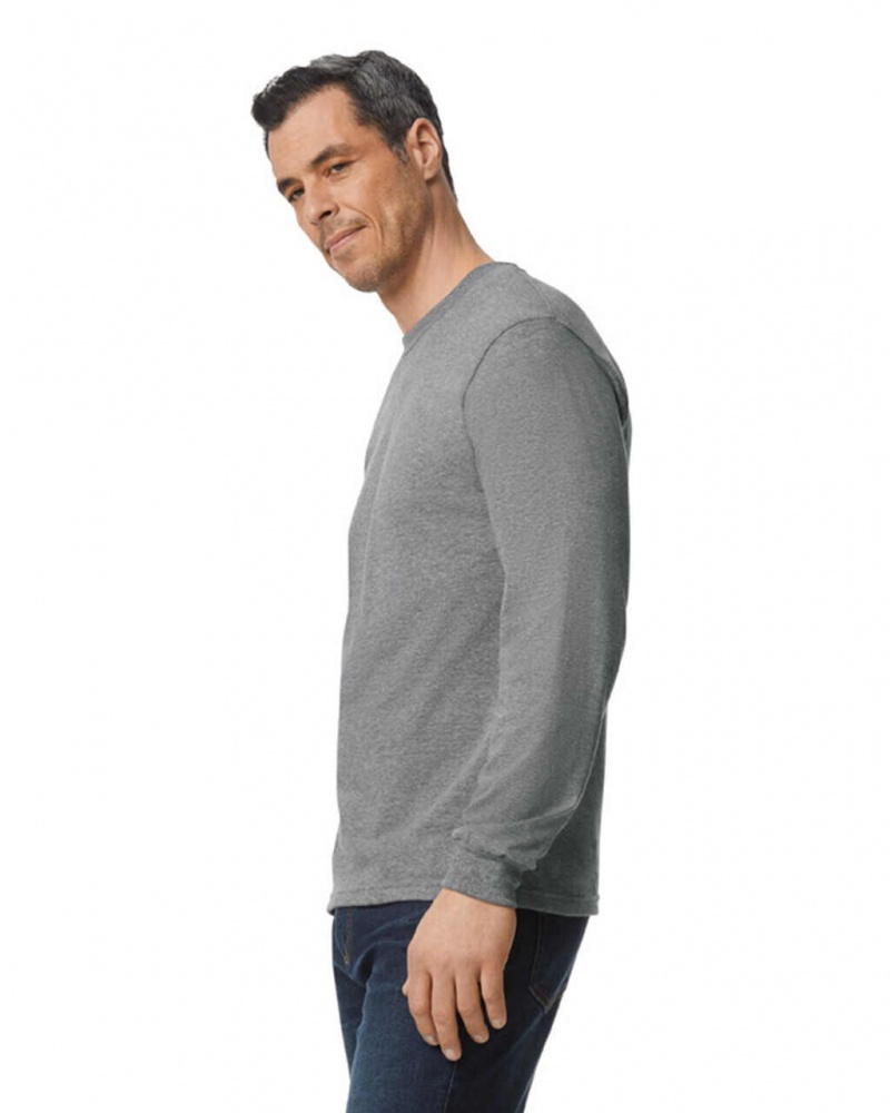 Graphite Heather Men's Gildan H400 Long Sleeve T-Shirts | KDAG58641