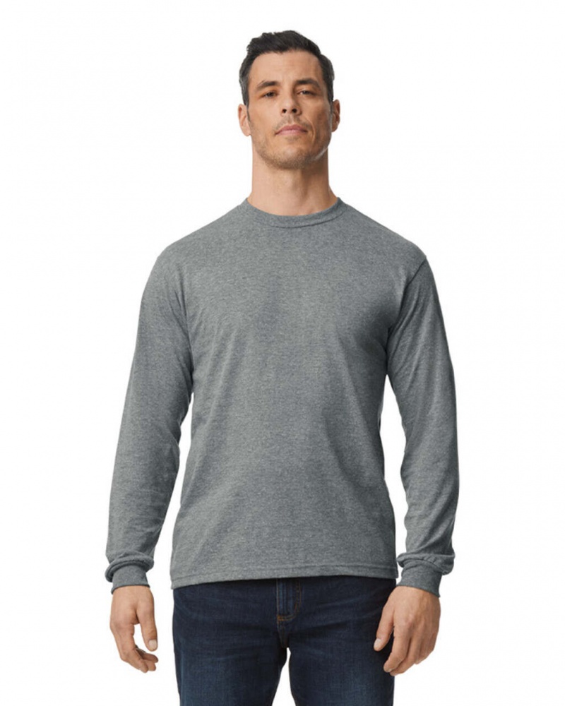 Graphite Heather Men's Gildan H400 Long Sleeve T-Shirts | KDAG58641