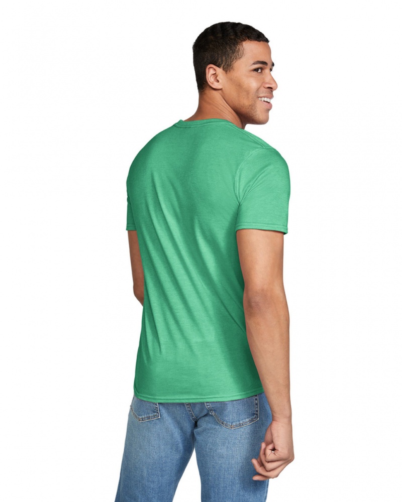 Heather Irish Green Men's Gildan 64000 T-Shirts | LEZF56832