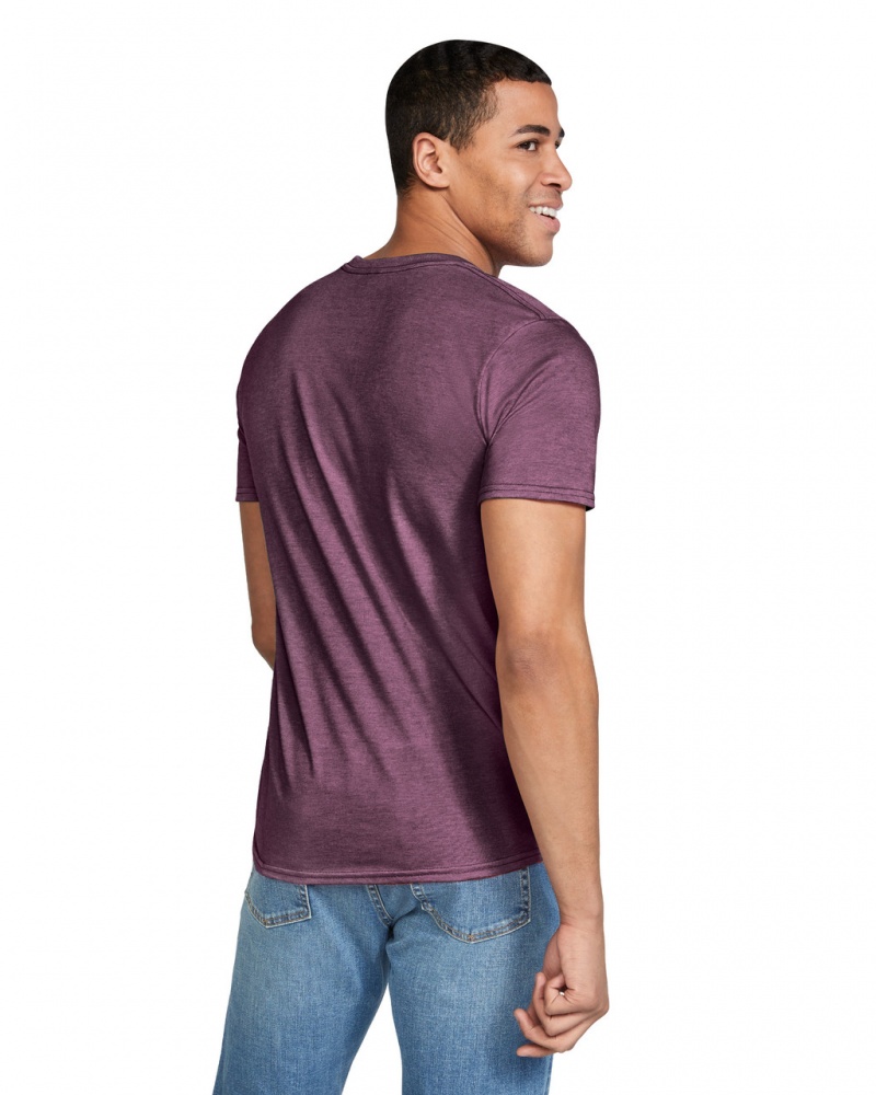 Heather Maroon Men's Gildan 64000 T-Shirts | HPAG15379