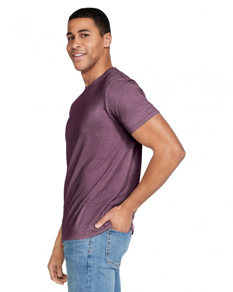 Heather Maroon Men's Gildan 64000 T-Shirts | HPAG15379