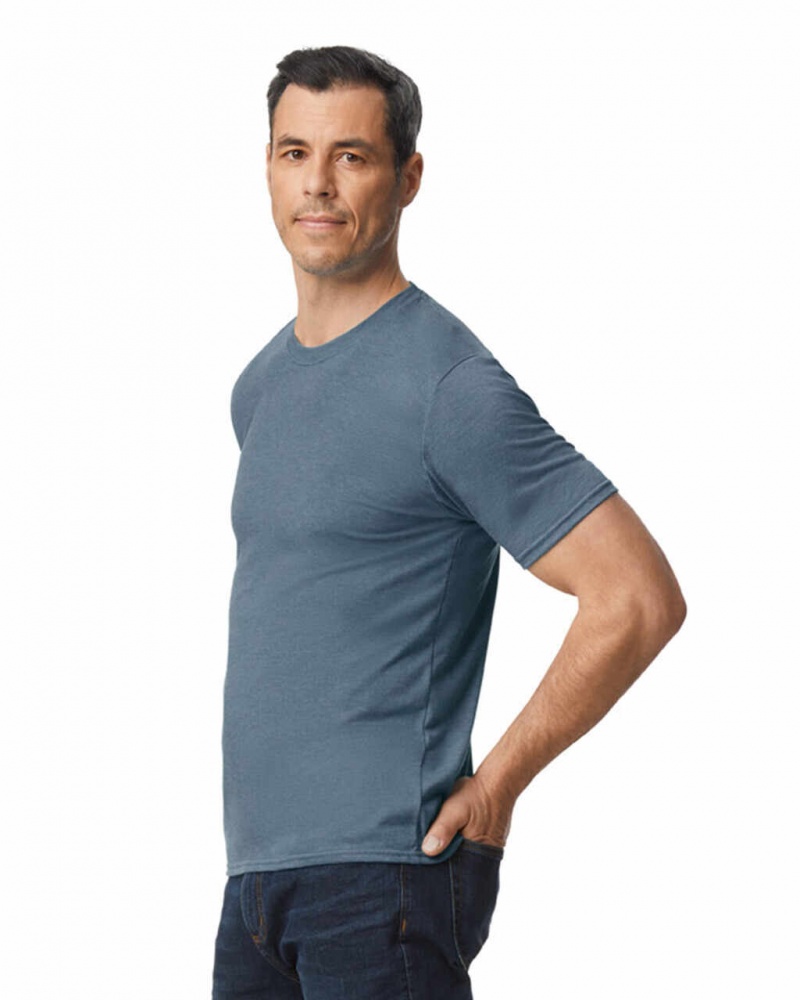 Heather Navy Men's Gildan 6750 Tri-Blend T-Shirts | KSHX75014