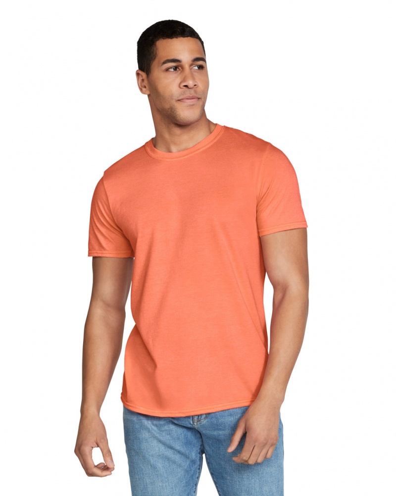 Heather Orange Men\'s Gildan 64000 T-Shirts | MENX03219