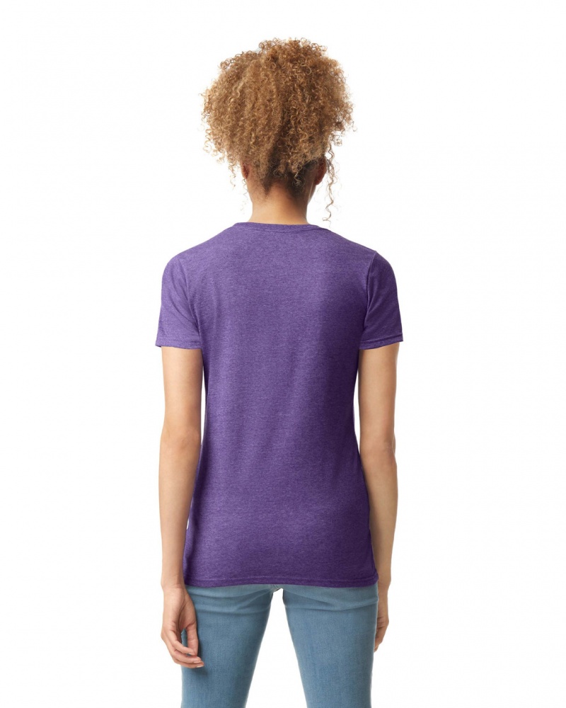 Heather Purple Women's Gildan 64000L T-Shirts | IJQB89574