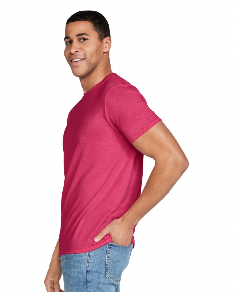 Heather Red Men's Gildan 64000 T-Shirts | YDGW62319