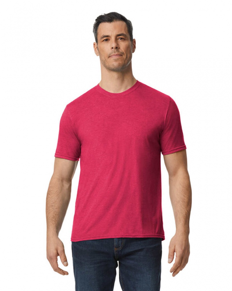 Heather Red Men\'s Gildan 6750 Tri-Blend T-Shirts | OEPG40895