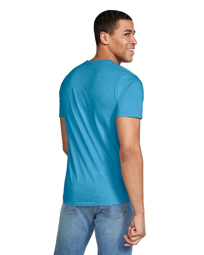 Heather Sapphire Men's Gildan 64000 T-Shirts | XNVL46027