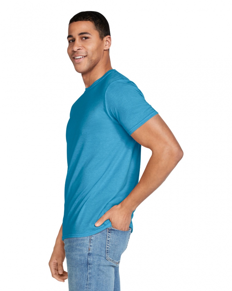 Heather Sapphire Men's Gildan 64000 T-Shirts | XNVL46027