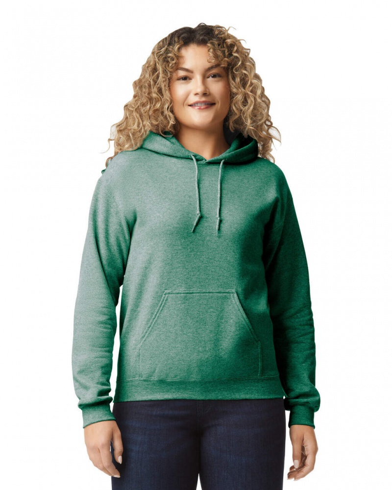 Heather Sport Dark Green Women\'s Gildan 18500 Hoodie Sweatshirt | IXBQ24731