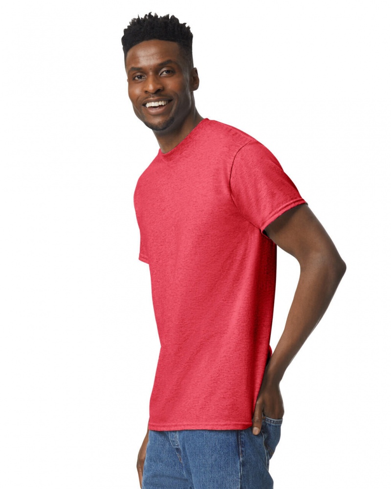 Heather Sport Scarlet Red Men's Gildan 8000 T-Shirts | ORNZ26315