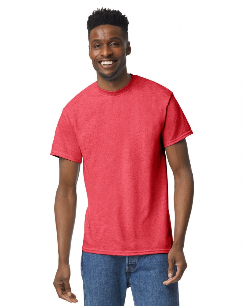 Heather Sport Scarlet Red Men\'s Gildan 8000 T-Shirts | ORNZ26315