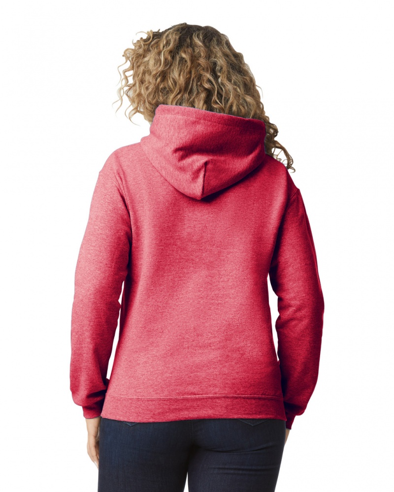 Heather Sport Scarlet Red Women's Gildan 18500 Hoodie | HWOB78360