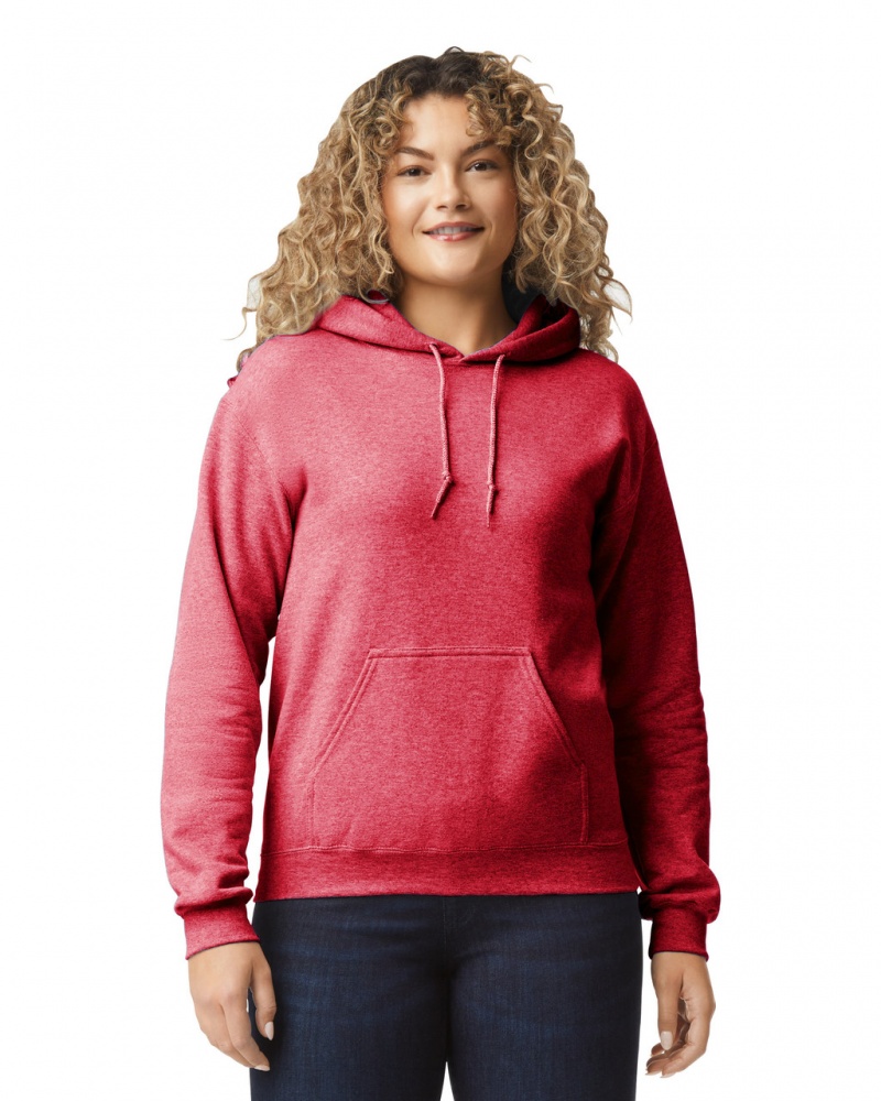 Heather Sport Scarlet Red Women\'s Gildan 18500 Hoodie | HWOB78360