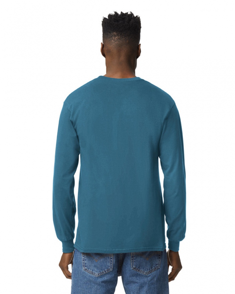 Indigo Blue Men's Gildan 2400 Long Sleeve T-Shirts | JIEP26501