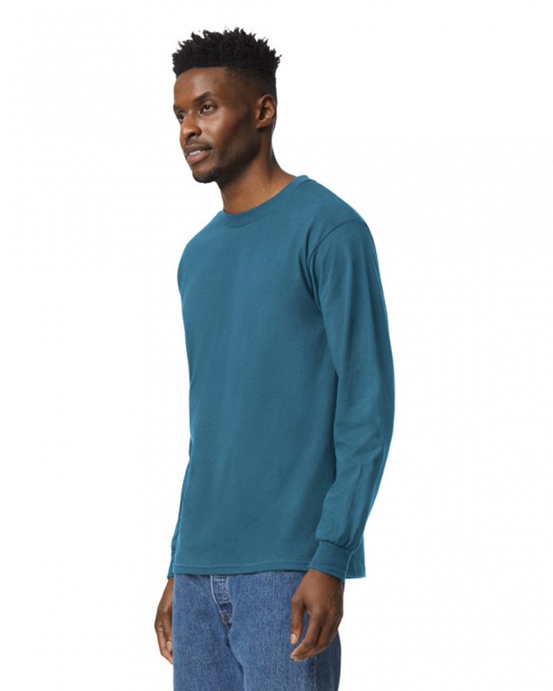 Indigo Blue Men's Gildan 2400 Long Sleeve T-Shirts | JIEP26501