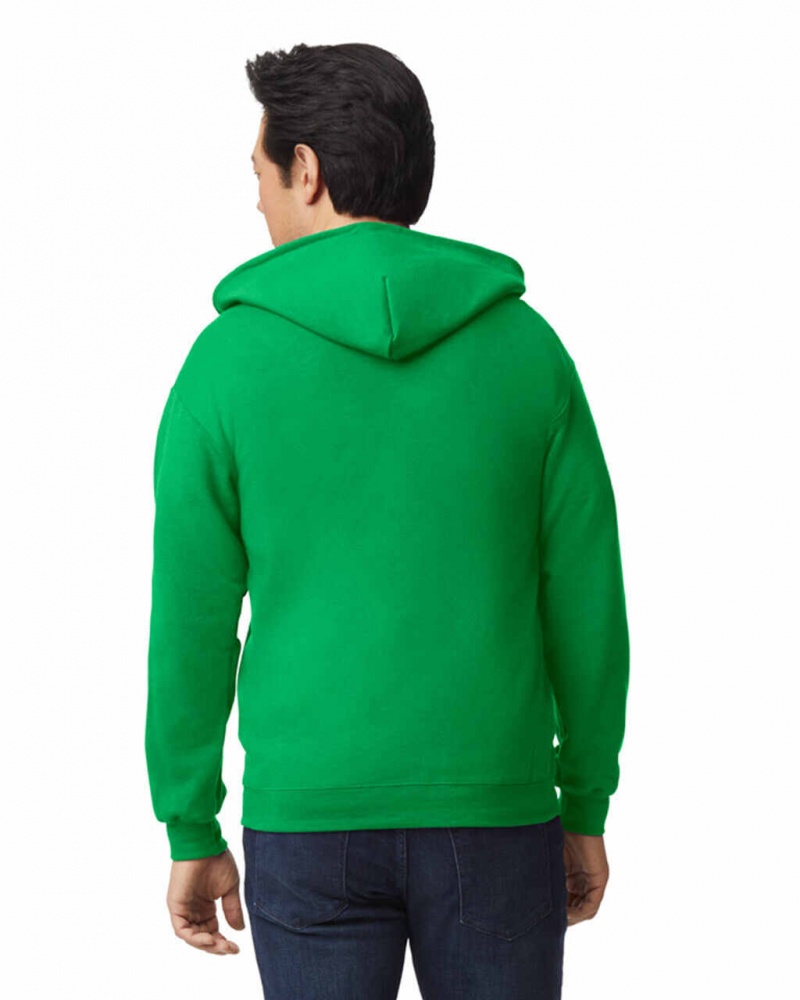 Iris Green Men's Gildan 18600 Full Zip Hoodie Sweatshirt | QARJ31496