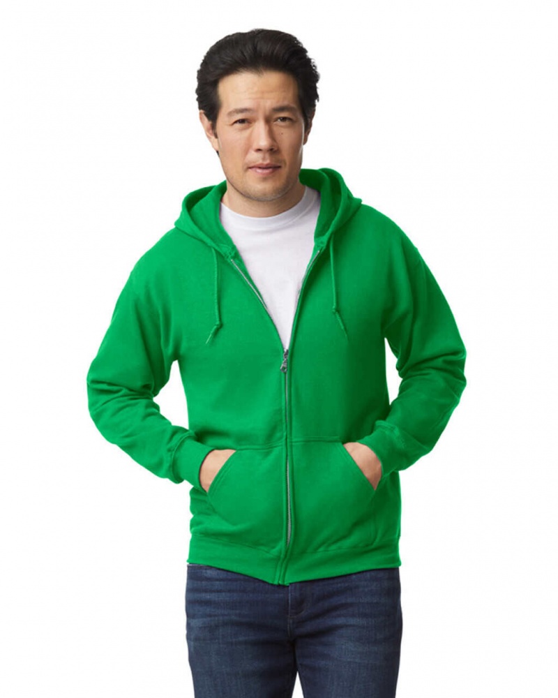 Iris Green Men\'s Gildan 18600 Full Zip Hoodie Sweatshirt | QARJ31496