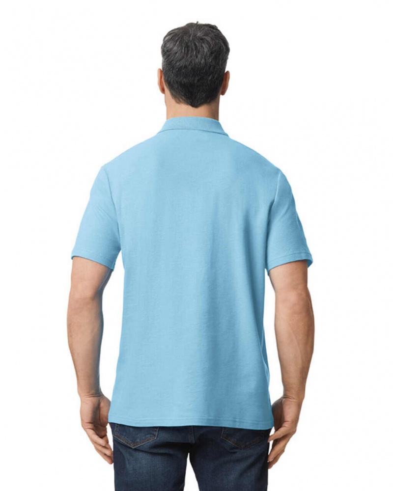 Light Blue Men's Gildan 64800 Pique Polo | ERLO24590