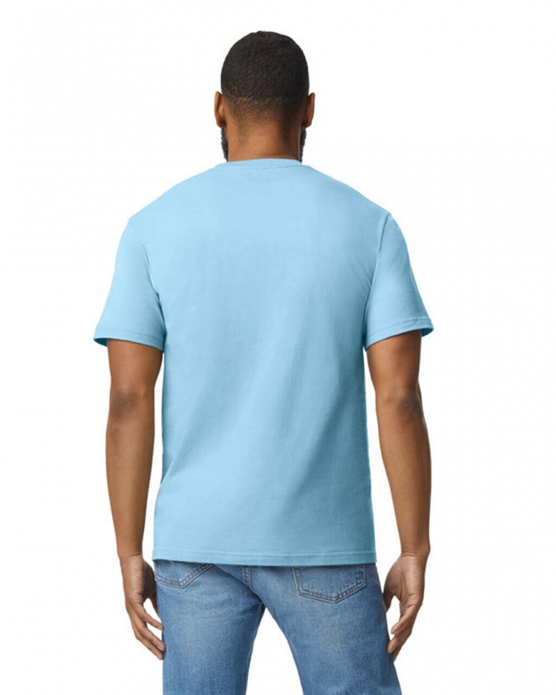 Light Blue Men's Gildan 65000 Midweight T-Shirts | RNLK48092