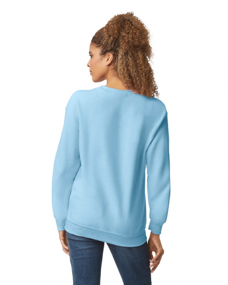 Light Blue Women's Gildan 18000 Crewneck Sweatshirt | ZQRE39584