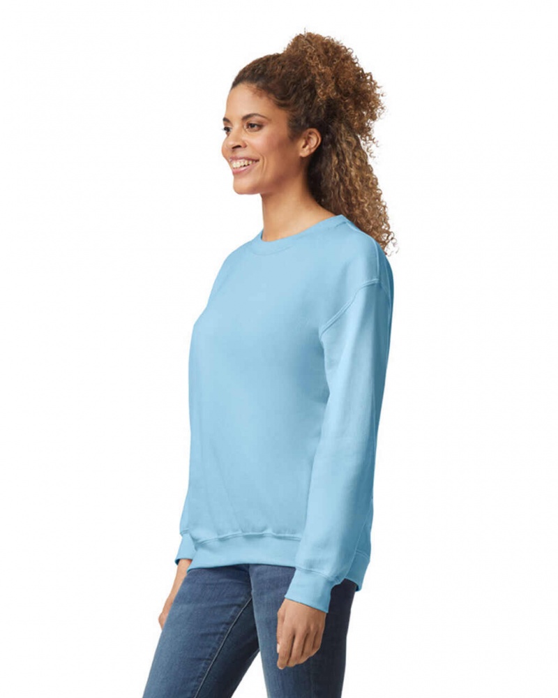 Light Blue Women's Gildan 18000 Crewneck Sweatshirt | ZQRE39584