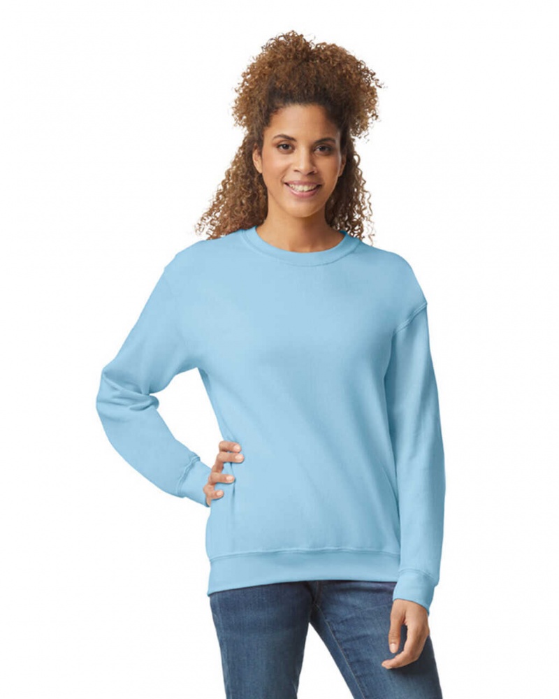 Light Blue Women\'s Gildan 18000 Crewneck Sweatshirt | ZQRE39584