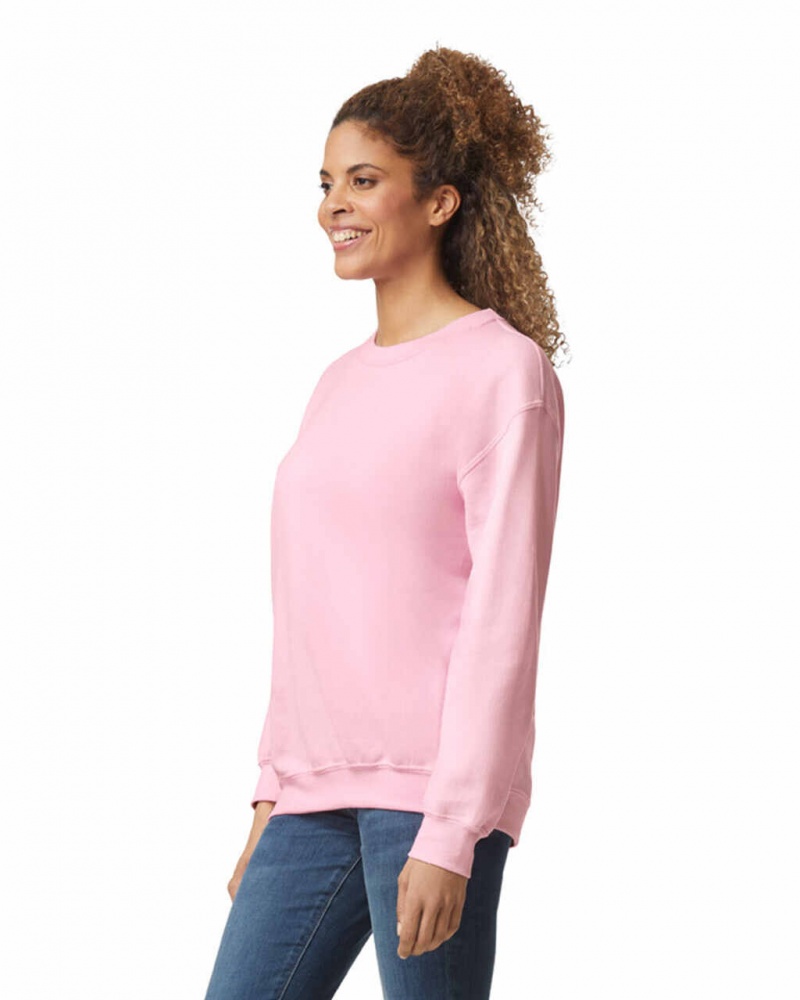 Light Pink Women's Gildan 18000 Crewneck Sweatshirt | TAJU89061