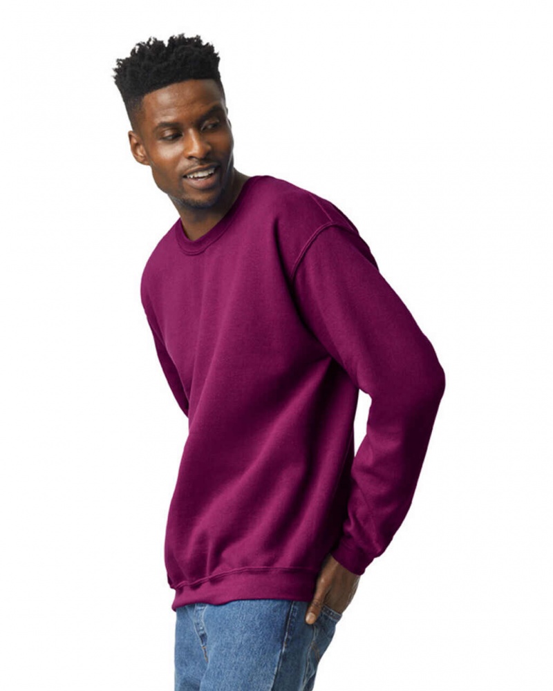 Maroon Men's Gildan 18000 Crewneck Sweatshirt | SBNR59713