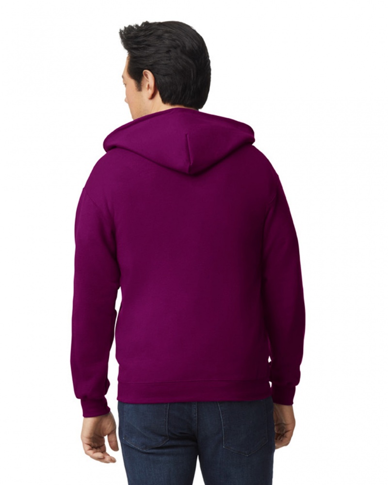 Maroon Men's Gildan 18600 Full Zip Hoodie Sweatshirt | CMUE81062