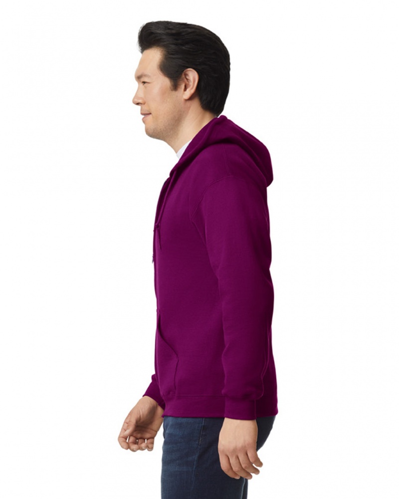 Maroon Men's Gildan 18600 Full Zip Hoodie Sweatshirt | CMUE81062